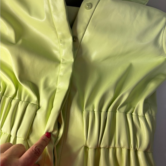 NWT - House of Harlow Acid Green Vegan Leather Dress - Picture 6 of 6